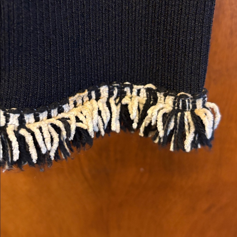 Cache brand - Woman sweater zip up with stretch fringe trim cardigan size L - Picture 8 of 10